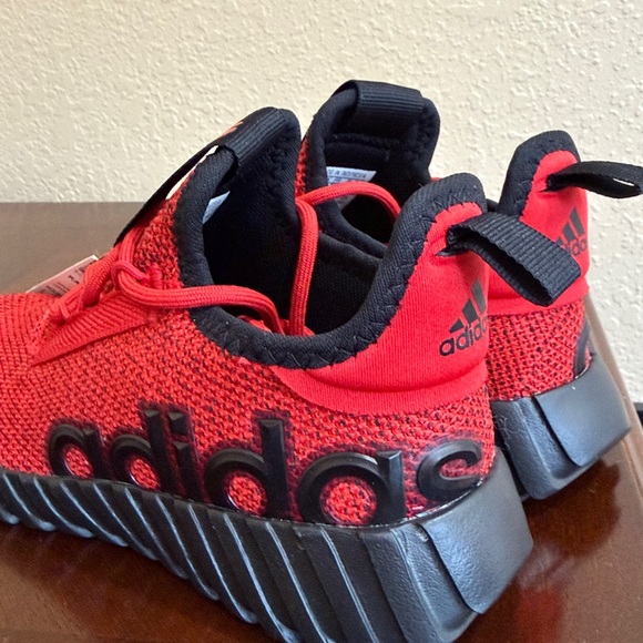 KIDS ADIDAS KAPTIR 3.0 SCARLETT BLACK LACE UP SNEAKERS SIZE 1 YOUTH NEW - Picture 6 of 11